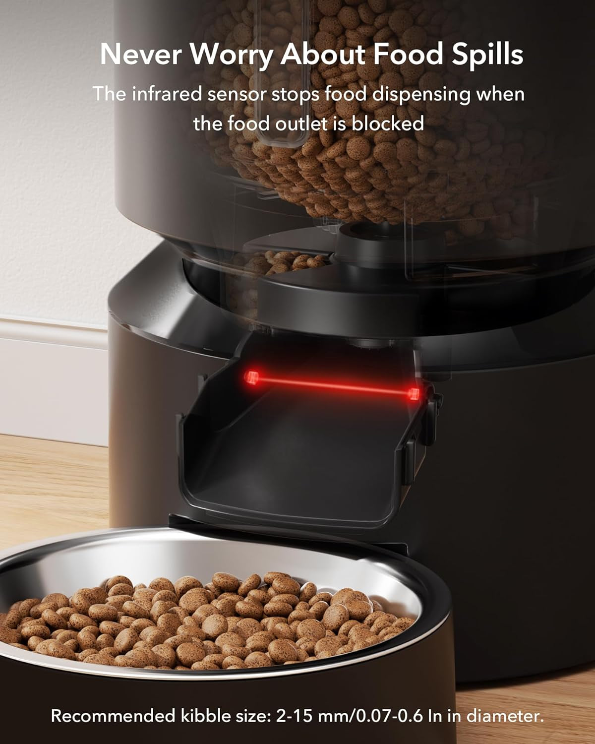 Automatic Pet Feeder with Timer, 4L Capacity, Low Food and Motion Alerts for Cats and Dogs