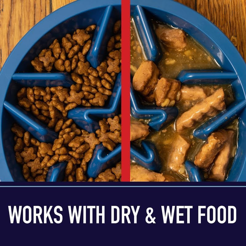 Slow Feeder Dog Bowls - 2 Cup, Puzzle Dog Food Bowl with Feeder Holes, Fits into Elevated Pet Feeders, Slow Eating for Large, Medium & Small Sized Breeds, Gray